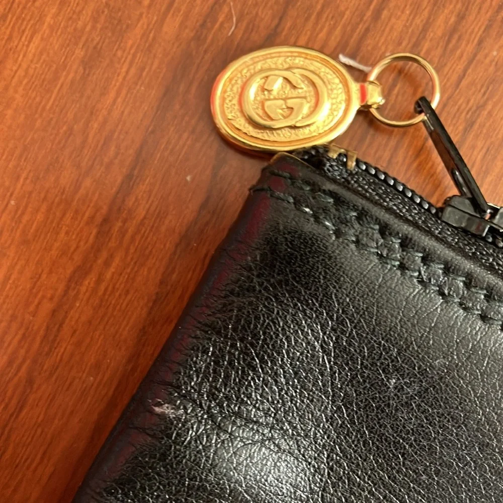 Gucci Black Leather cosmetic pouch Bag zippered 039580195 Italy - Picture 2 of 8